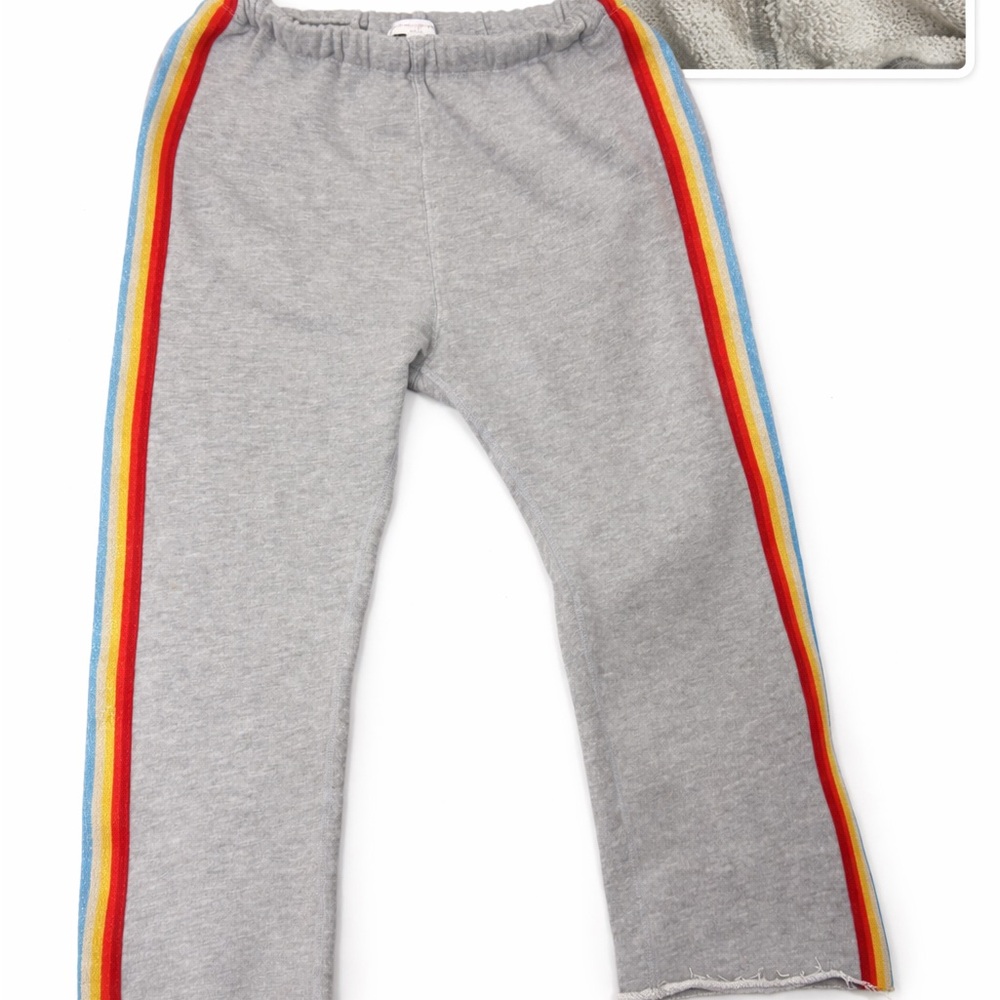 Gray Sweatpants with Rainbow Side Stripes